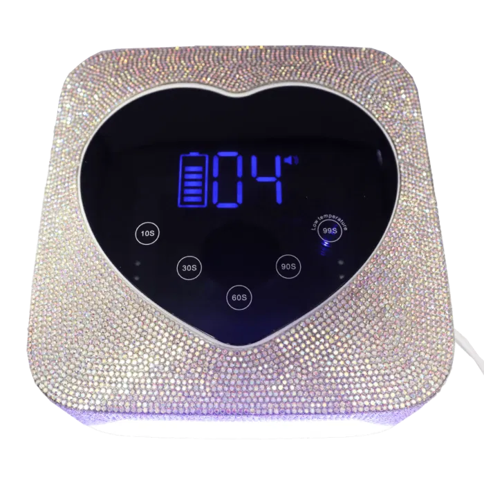 Lampe UV/LED 72W Coeur Rose et Brillants Rechargeable